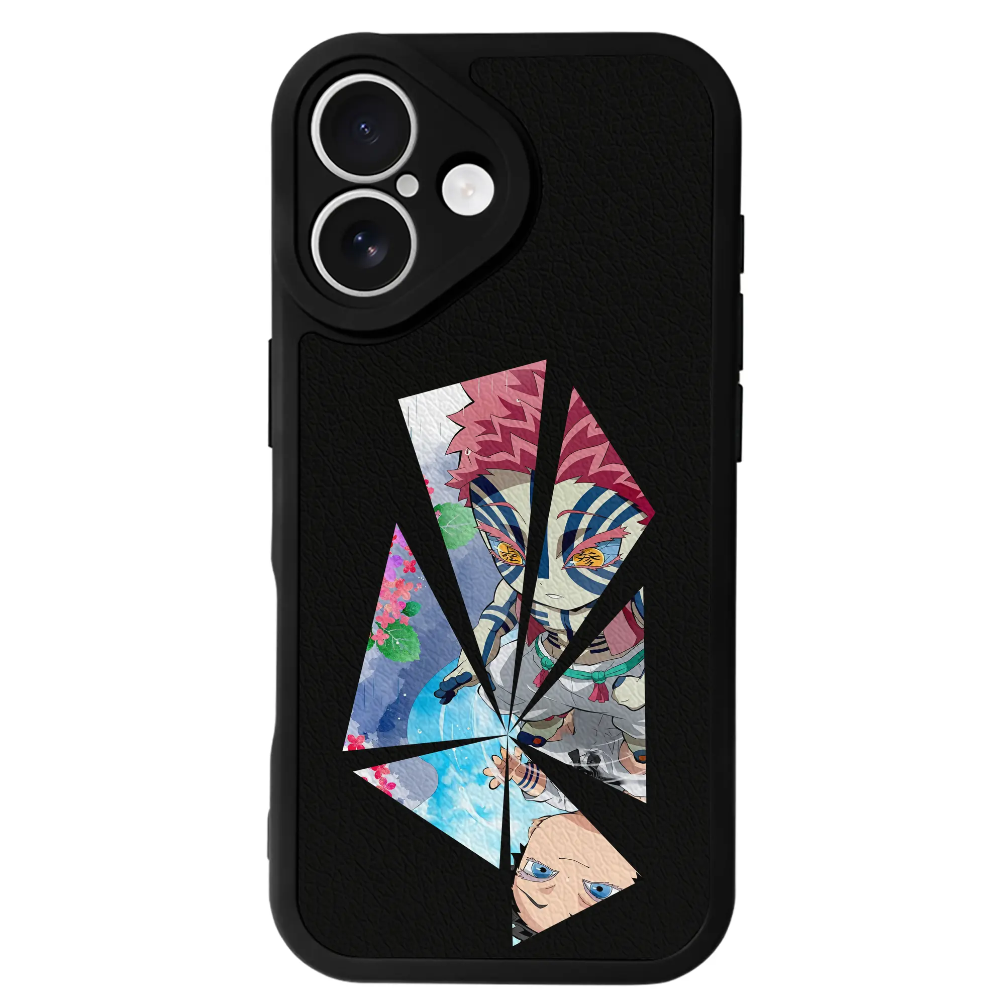 鬼滅の刃 グッズ,猗窩座 - IPhone 16シリーズ対応 ・ シリコンスマホケース ・ レザー調 ・ 高精度フィット ・ 耐衝撃 ・ ワイヤレス充電対応 ・ 精密カット